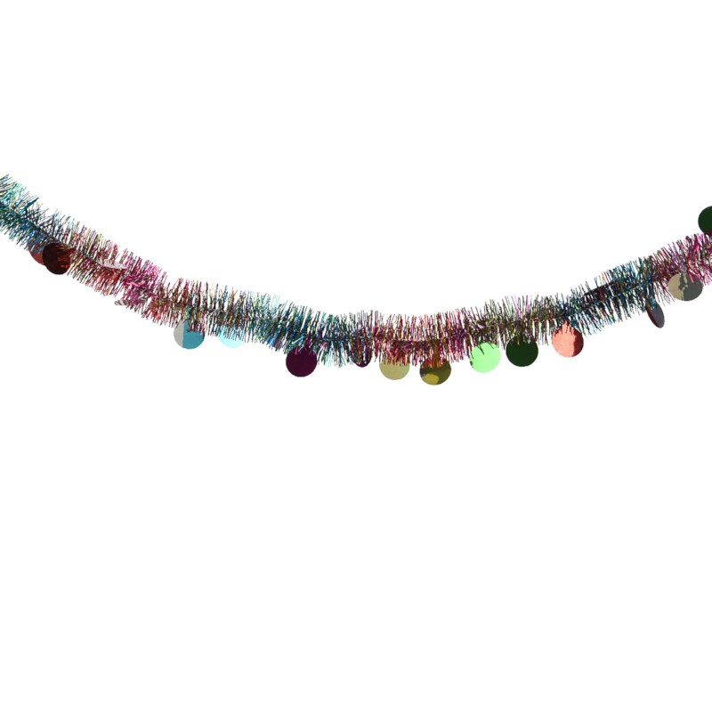 Kerstversiering lametta | Regenboog rond | 2,7 meter