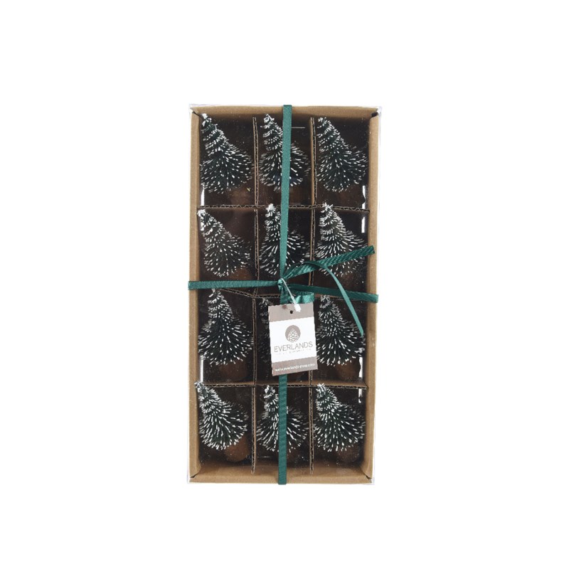 Mini kerstboom op voet  | 8 cm | 12 stuks