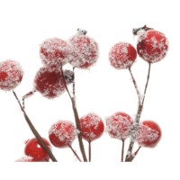 Kerst decoratie | Tak met besjes | Rood | 3 stuks