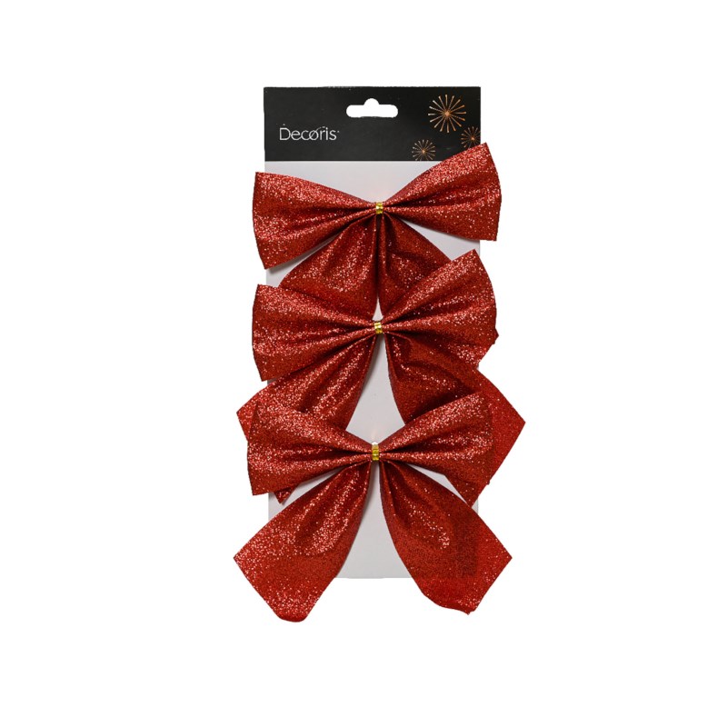Kerstversiering strik | Rood | 3 stuks