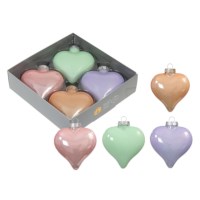 Kerstboom hangers | Hart | Pastel | Ø 8 cm | 4 stuks