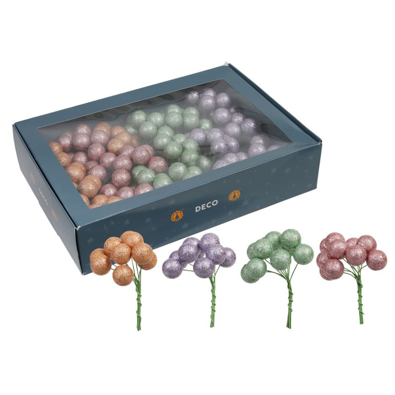 Decoratie balletjes op draad | Pastel | 18 x 10 stuks