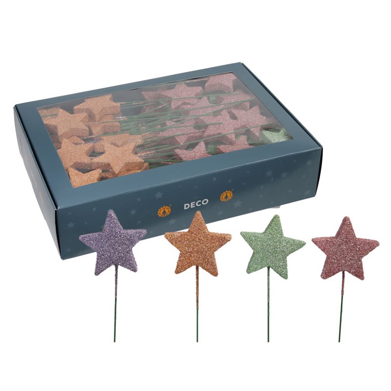 Decoratie sterren op draad | Pastel | 100 stuks