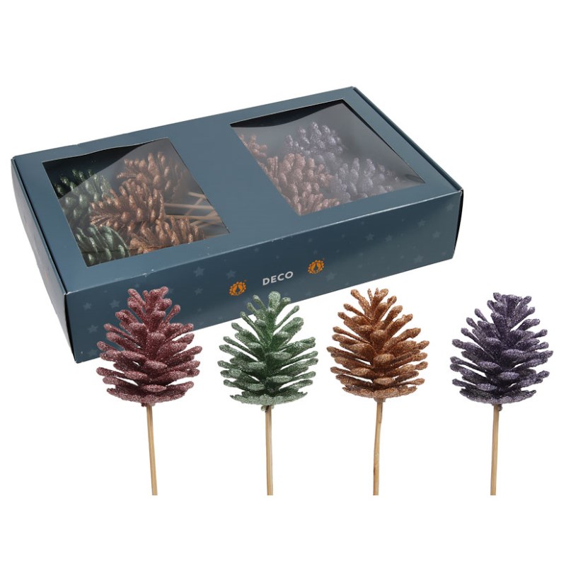 Decoratie dennenappels op draad | Pastel | 12 stuks