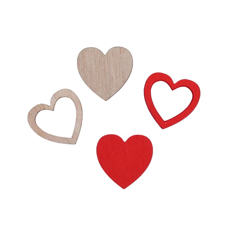 Kerst decoratie | Hart | Hout | 48 stuks