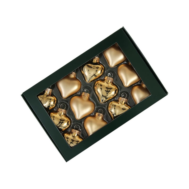 Kerstboom hangers | Hart |  Goud | 12 stuks
