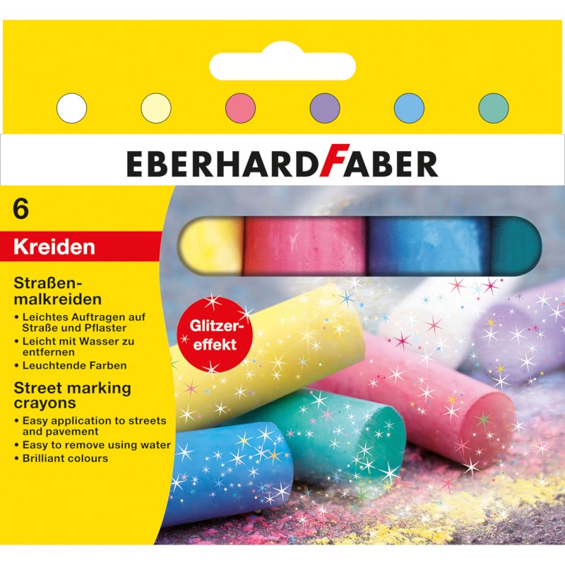 Stoepkrijt | Eberhard Faber | 6 stuks | Glitter