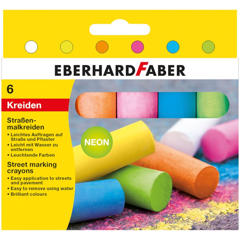 Stoepkrijt | Eberhard Faber | 6 stuks | Neon