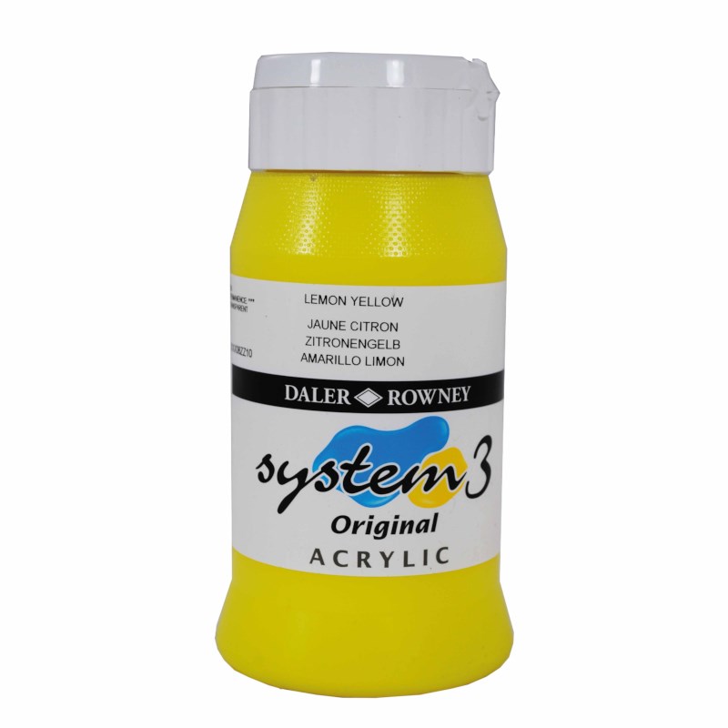 Acrylverf | Daler Rowney | Lemon yellow 651 | System 3 | 500 ml 