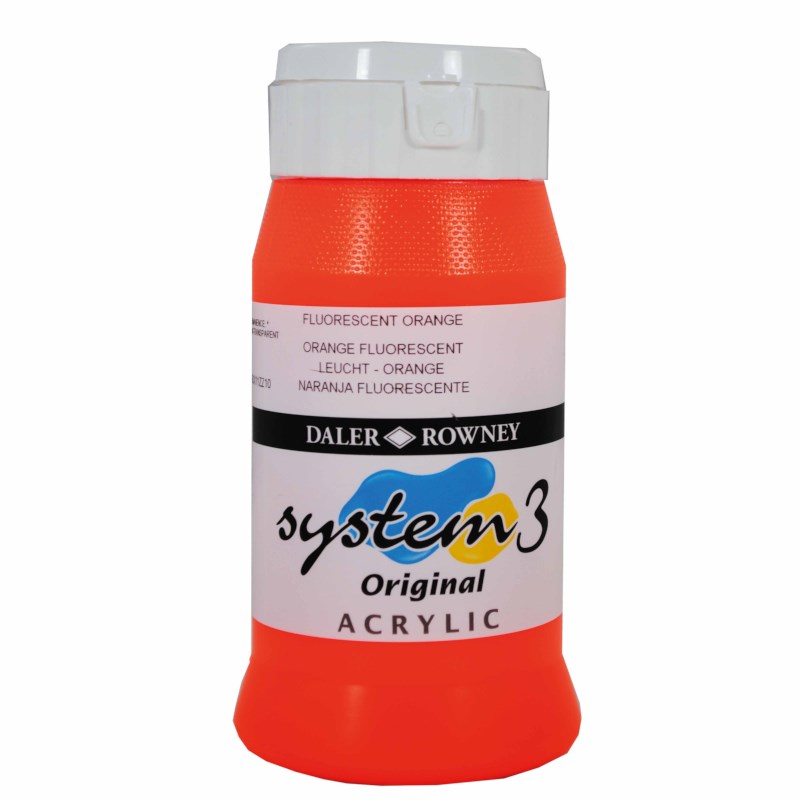Acrylverf | Daler Rowney | Fluorescent orange 653 | System 3 | 500 ml 