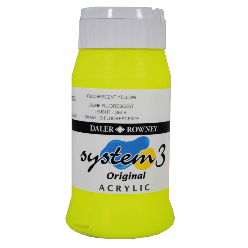 Acrylverf | Daler Rowney | Fluorescent yellow 681 | System 3 | 500 ml 
