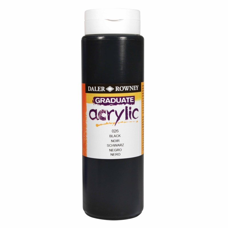 Acrylverf | Daler Rowney | Black 026 | Graduate | 500 ml