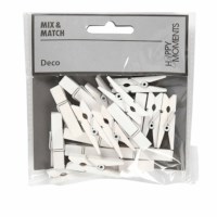 Wasknijpers mini | 35 x 7 mm | Wit | 20 stuks