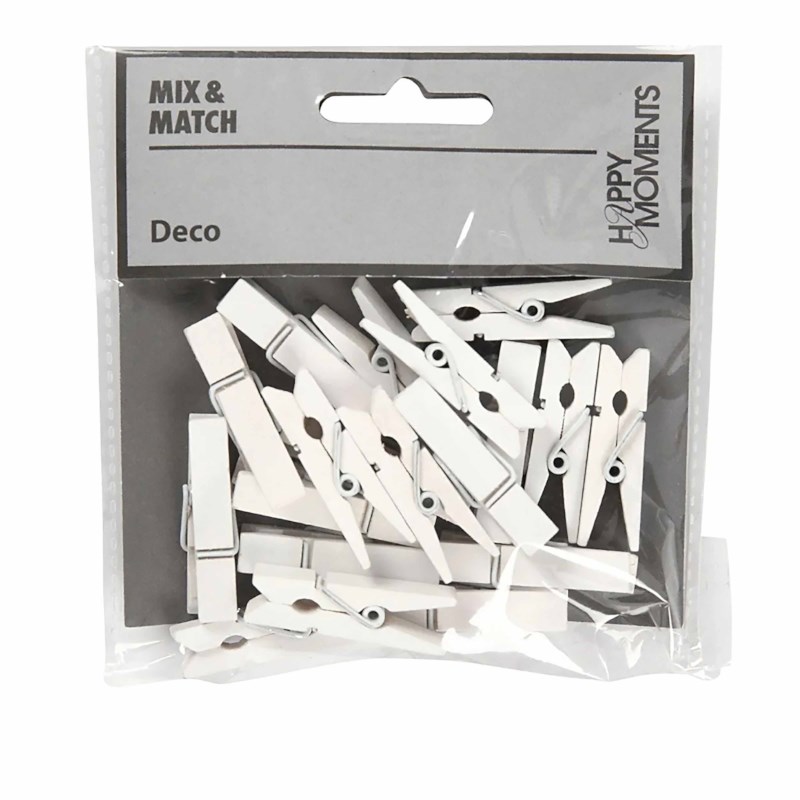 Wasknijpers mini | 35 x 7 mm | Wit | 20 stuks