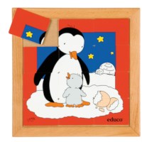 Moeder en jong - pinguïn | Educo | Legpuzzel | 12 puzzelstukken | DIERENVRIEND.