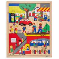 Boven en onder - de stad | Educo | Legpuzzel | 120 puzzelstukken | ONDERSTEBOVEN.