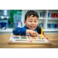 Motoriekbord - bloemen | Educo | Spelbord | Magneetpen | SPOORZOEKER.