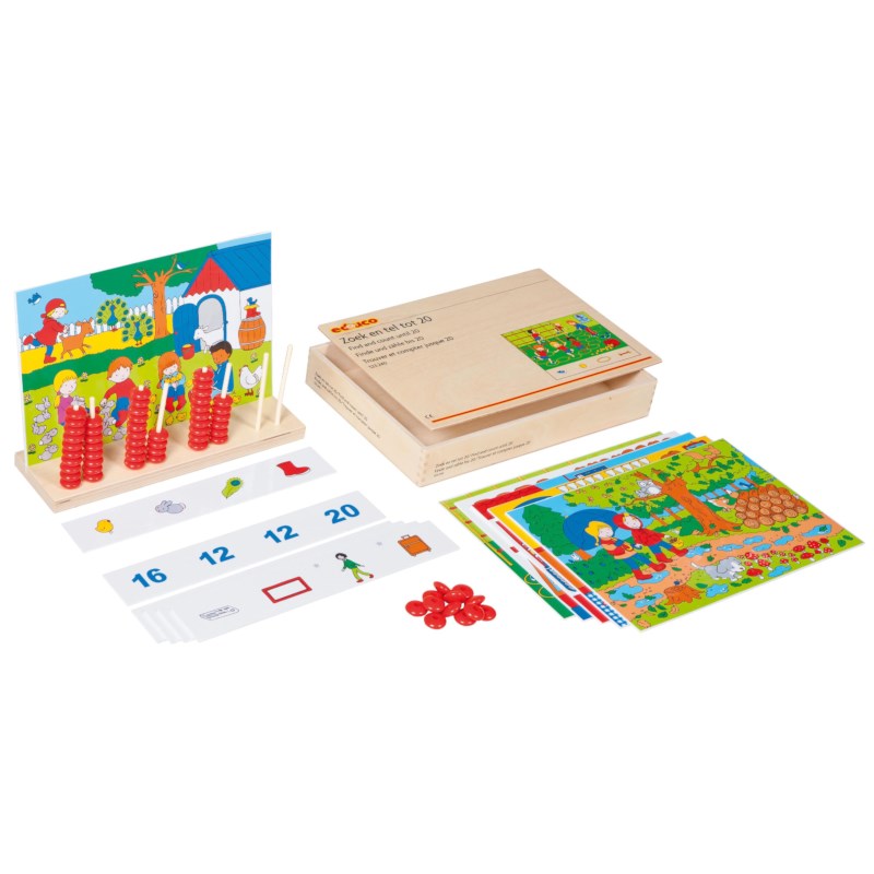 Zoek en tel - spelstandaard 20 telposities | Educo | Aanvulset | 8 stokjes | TELWERK.