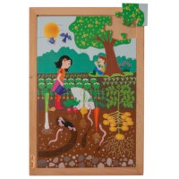 Boven en onder - in de tuin | Educo | Legpuzzel | 28 puzzelstukken | ONDERSTEBOVEN.