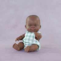 Pop zonder haar | Jongen | Hard lijf | Met kleertjes | 21 cm 