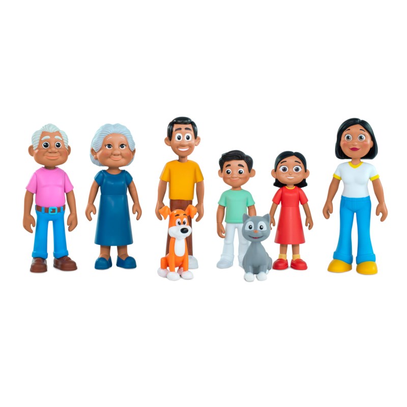Poppenfiguurtjes familie | Miniland | Cartoon | 8-delig