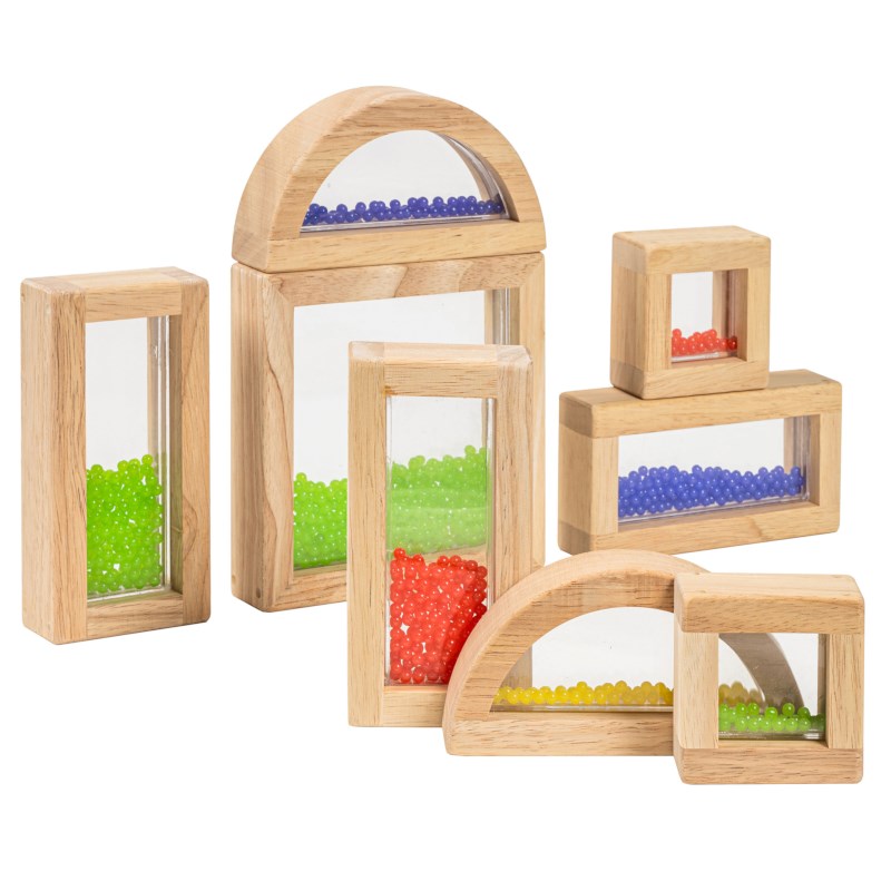 Sensorische blokken | Met kralen | 8-delig