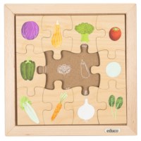 Mijn boodschappentas - groente | Educo | Legpuzzel | Met omkeerstukken | 12 puzzelstukken | KEEROM.