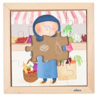 Mijn boodschappentas - groente | Educo | Legpuzzel | Met omkeerstukken | 12 puzzelstukken | KEEROM.