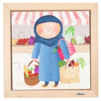 Mijn boodschappentas - groente | Educo | Legpuzzel | Met omkeerstukken | 12 puzzelstukken | KEEROM.