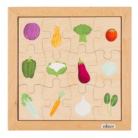 Mijn boodschappentas - groente | Educo | Legpuzzel | Met omkeerstukken | 12 puzzelstukken | KEEROM.