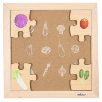 Mijn boodschappentas - groente | Educo | Legpuzzel | Met omkeerstukken | 12 puzzelstukken | KEEROM.