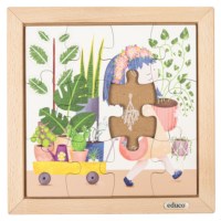 Mijn boodschappentas - kamerplanten | Educo | Legpuzzel | Met omkeerstukken | 12 puzzelstukken | KEEROM.