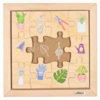 Mijn boodschappentas - kamerplanten | Educo | Legpuzzel | Met omkeerstukken | 12 puzzelstukken | KEEROM.