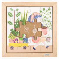Mijn boodschappentas - kamerplanten | Educo | Legpuzzel | Met omkeerstukken | 12 puzzelstukken | KEEROM.