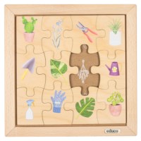 Mijn boodschappentas - kamerplanten | Educo | Legpuzzel | Met omkeerstukken | 12 puzzelstukken | KEEROM.