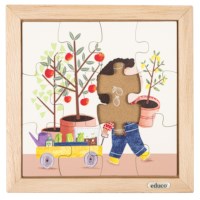 Mijn boodschappentas - de tuin | Educo | Legpuzzel | Met omkeerstukken | 12 puzzelstukken | KEEROM.