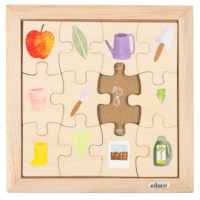 Mijn boodschappentas - de tuin | Educo | Legpuzzel | Met omkeerstukken | 12 puzzelstukken | KEEROM.