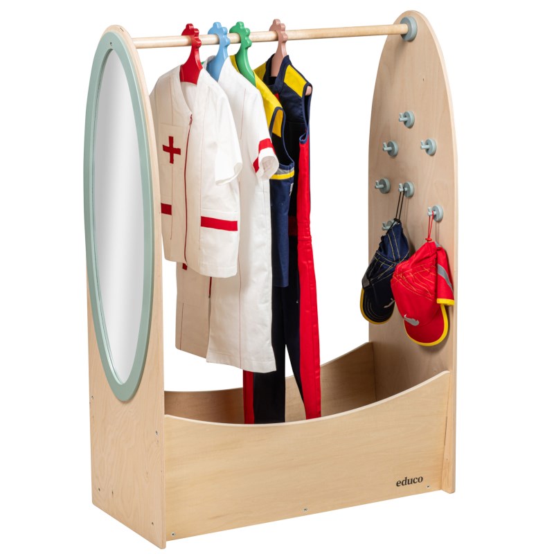 Kledingrek - verkleedkleren | Educo | Rollenspelmeubel | Met kleerhangers | HUISRAAD.