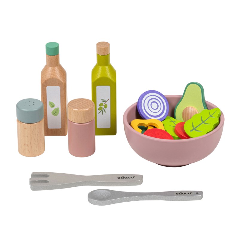 Saladeset - voedselset | Educo | Rollenspelaccessoire | Met gerei | 19-delig | SPIJS.