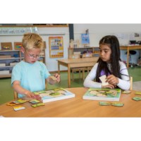 Op de boerderij - groei zonnebloem | Educo | Lagenpuzzel | 31 puzzelstukken | GROEIGEHEIM.