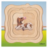 Op de boerderij - groei koe | Educo | Lagenpuzzel | 31 puzzelstukken | GROEIGEHEIM.