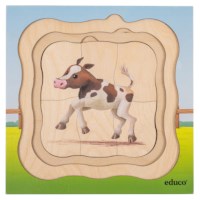 Op de boerderij - groei koe | Educo | Lagenpuzzel | 31 puzzelstukken | GROEIGEHEIM.