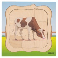 Op de boerderij - groei koe | Educo | Lagenpuzzel | 31 puzzelstukken | GROEIGEHEIM.