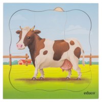Op de boerderij - groei koe | Educo | Lagenpuzzel | 31 puzzelstukken | GROEIGEHEIM.