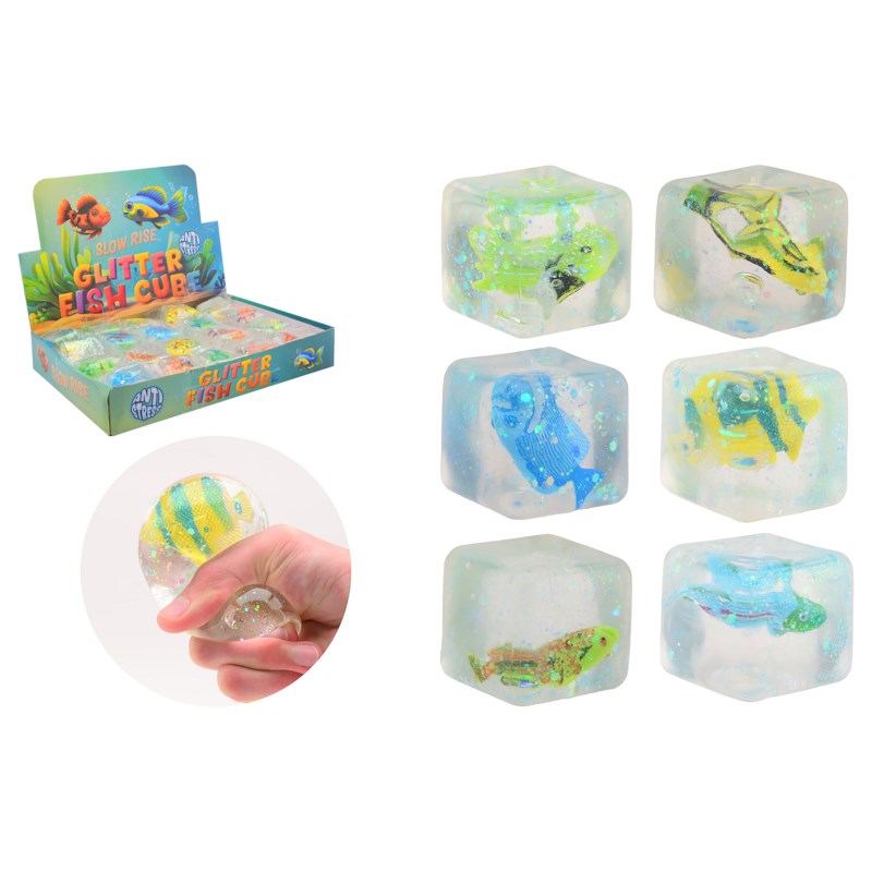 Fidget kneedkubus met vis