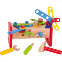 Mini werkbank met gereedschap en constructiemateriaal