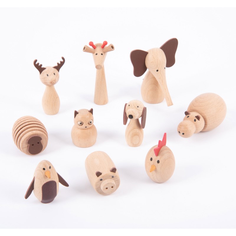 Dieren | Hout | Set à 10 stuks