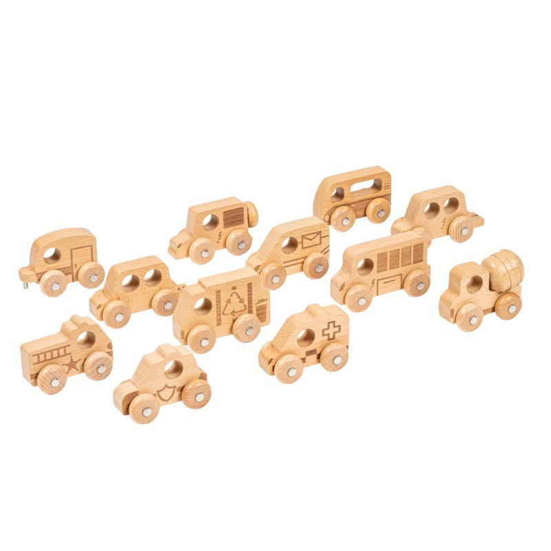Auto's | Hout | Set à 12 stuks