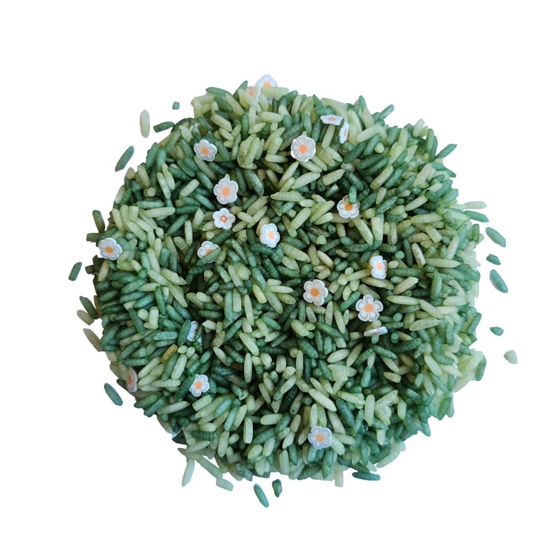 Speelrijst witte bloemen mix | Grennn | 750 gram