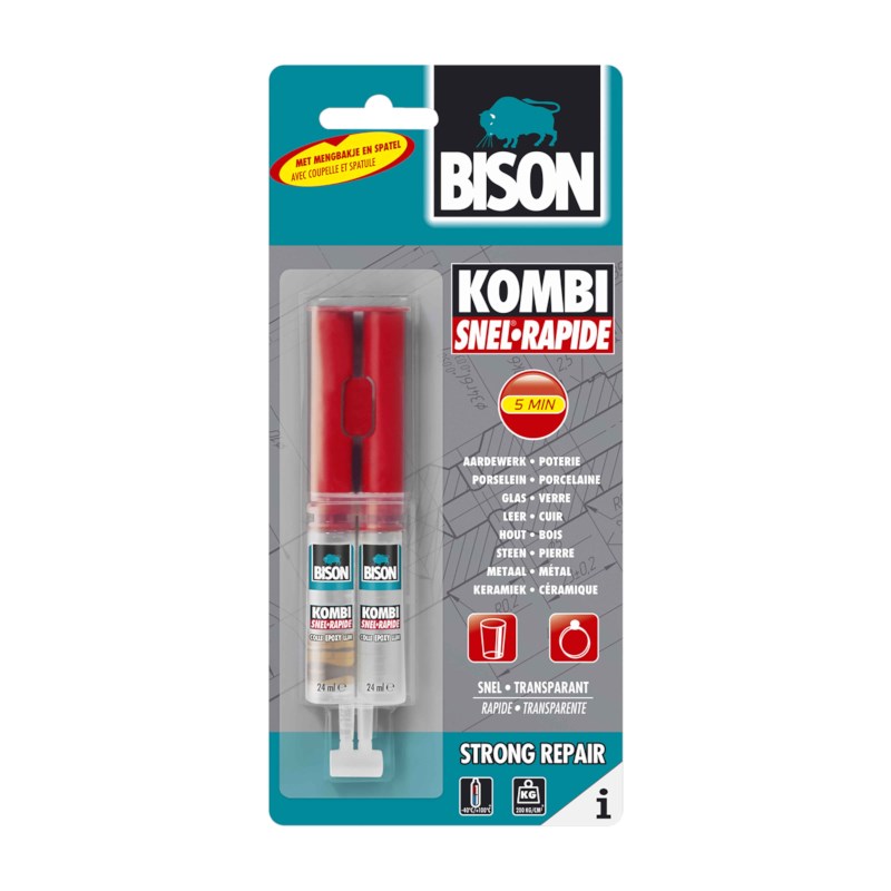 Epoxylijm | Bison | Kombi snel | Dubbelspuit 24 ml
